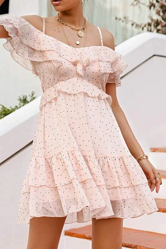 A LINE POLKA DOT RUFFLE DRESS