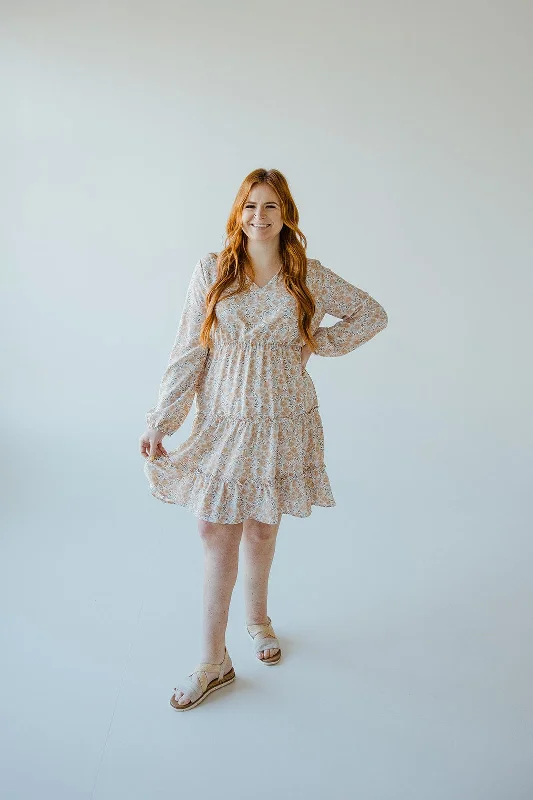 LONG-SLEEVED BOHO DRESS IN DESERT TAUPE