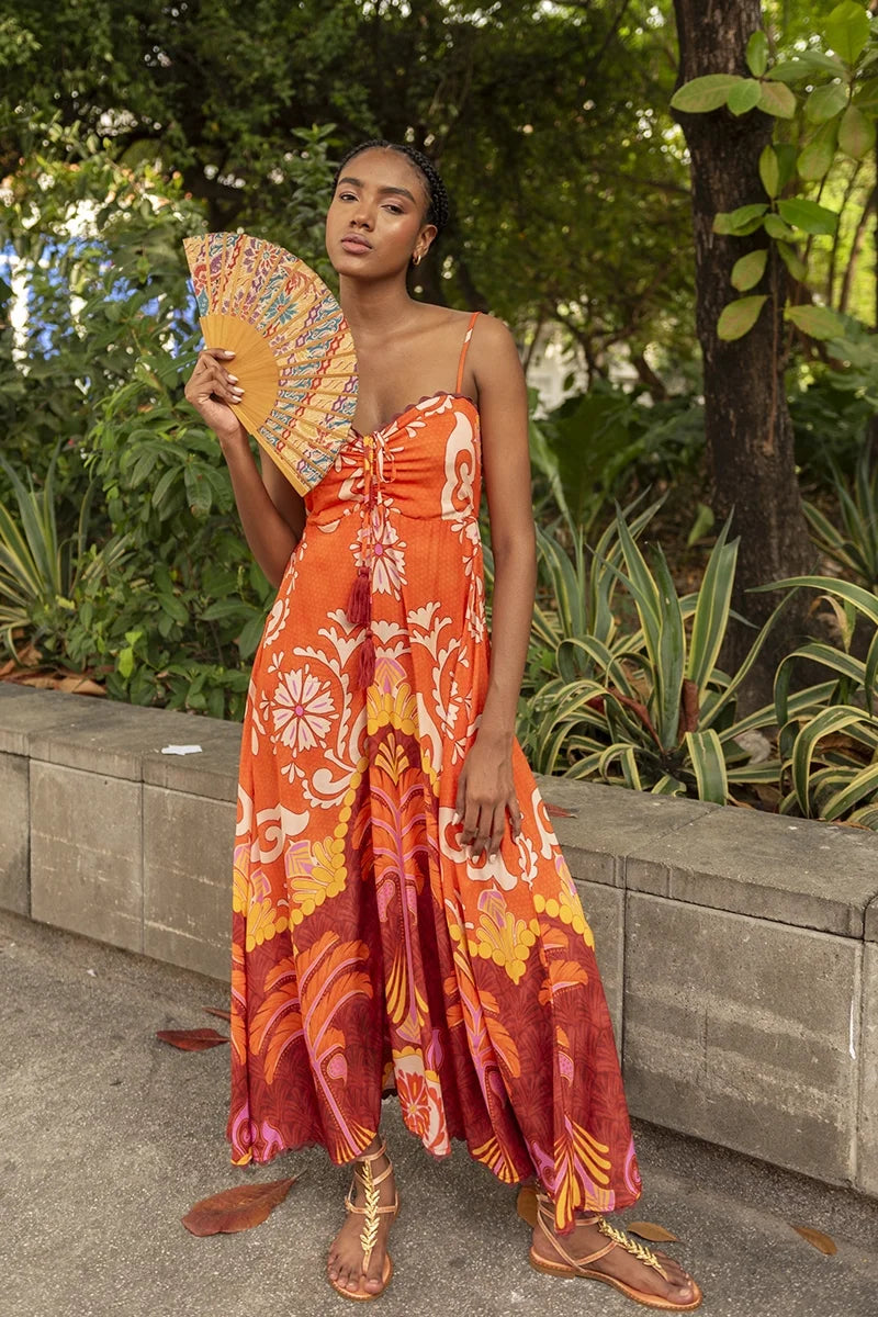 Wilma Long Dress Orange - Miss June
