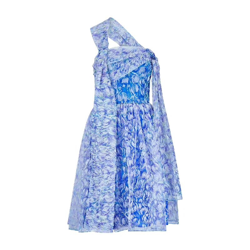 1960s Marldena Floral Strapless Dress