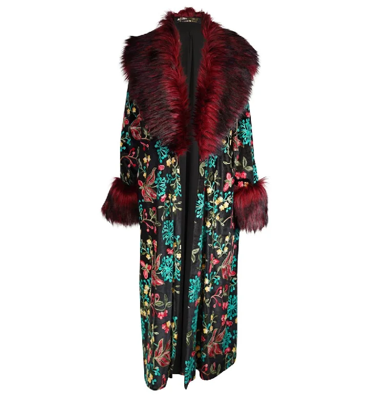 Penny Verona Noir Tapestry Coat with Faux Fur Turtleneck Jacket Crew Neck Jacket V-Neck Jacket Penny Verona Noir Tapestry Coat with Faux Fur Turtleneck Jacket Crew Neck Jacket V-Neck Jacket