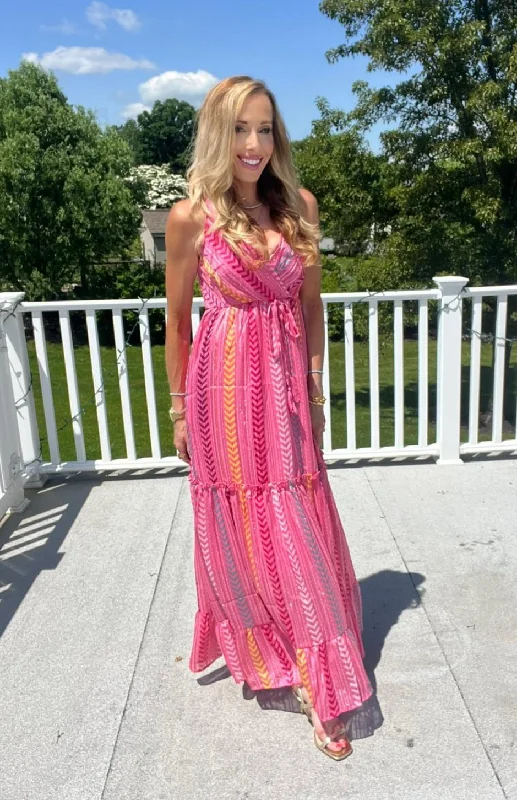 Printed Surplice Maxi Cami Dress