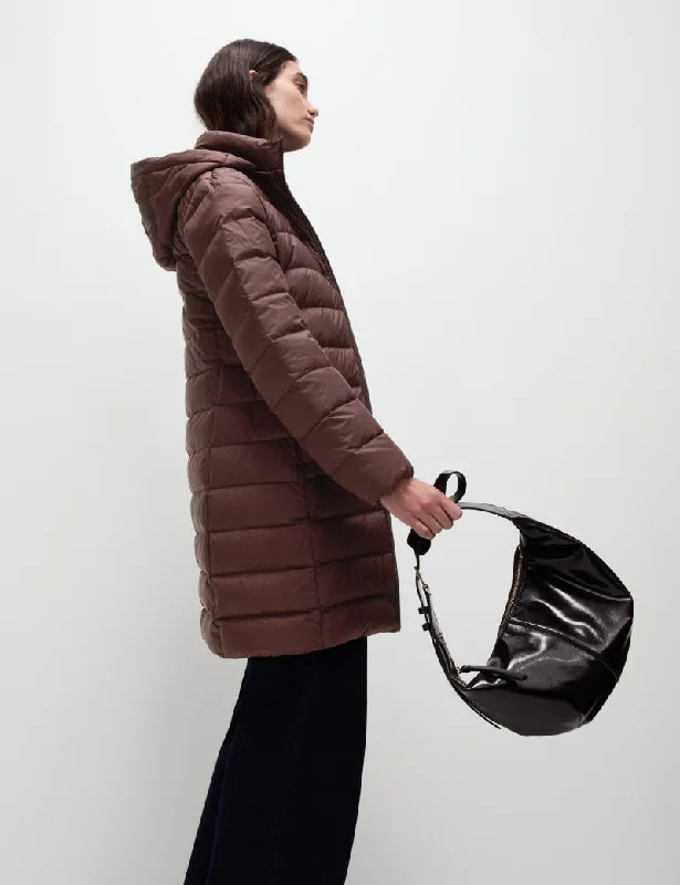 Feather & Down Padded Puffer Coat Chenille Brocade Lace
