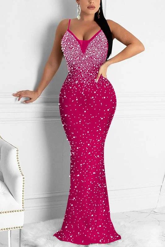 RHINESTONE FISHTAIL LONG DRESS