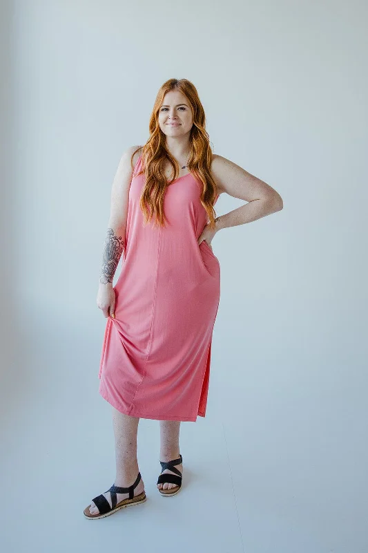 MIDI LENGTH SLIP DRESS IN CACTUS BLOSSOM