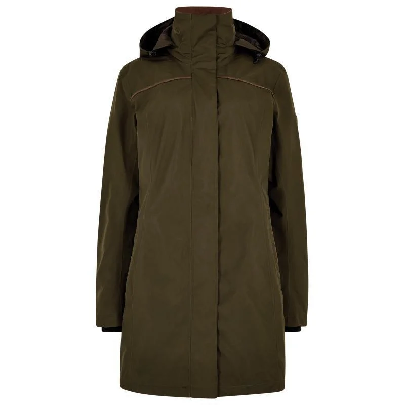 Dubarry Beaufort GORE-TEX Ladies Packable Waterproof Coat - Olive Faux Fur Real Fur Shearling