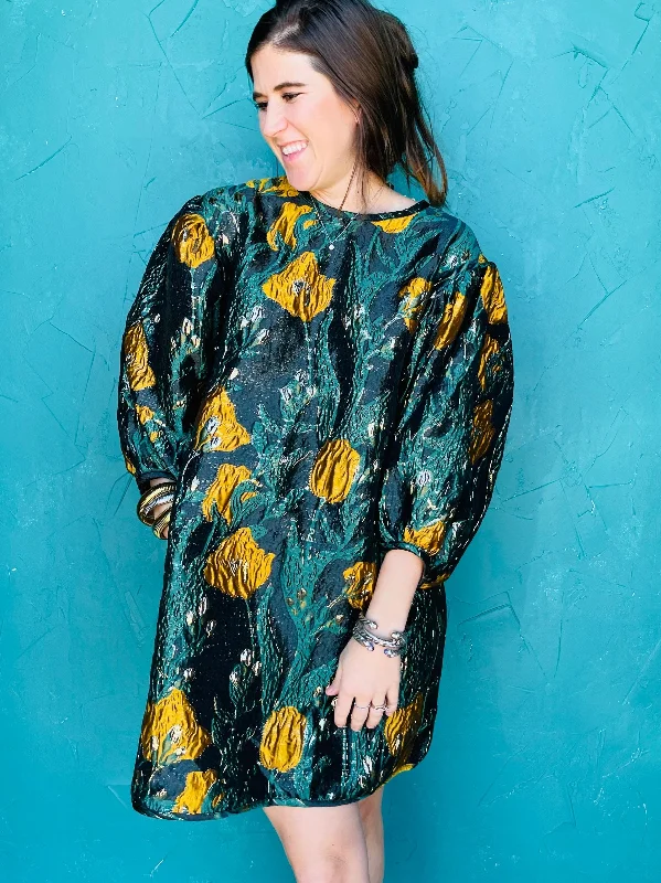 Floral Billow Sleeve Shift Dress