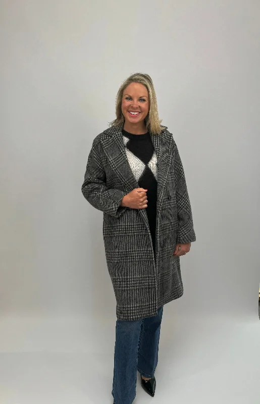 EMME Grey Check Coat Trench Raincoat Windbreaker