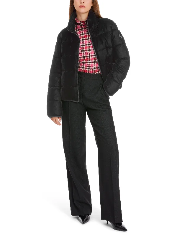 MARC CAIN BLACK PADDED COAT Hook-and-Loop Buckled Tied
