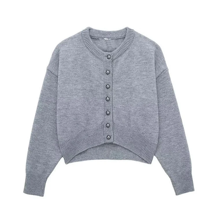Gray High Waist Knitted Coat: Effortless Elegance Faux Fur Real Fur Shearling