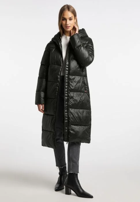 FRIEDA & FREDDIES Black Olive Coat Cuffed Rolled Raglan