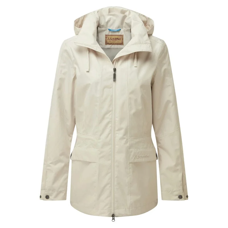 Schoffel Hazelwood Ladies Venturi Waterproof Coat - Stone Boat Neck Jacket Square Neck Jacket One-Shoulder Jacket