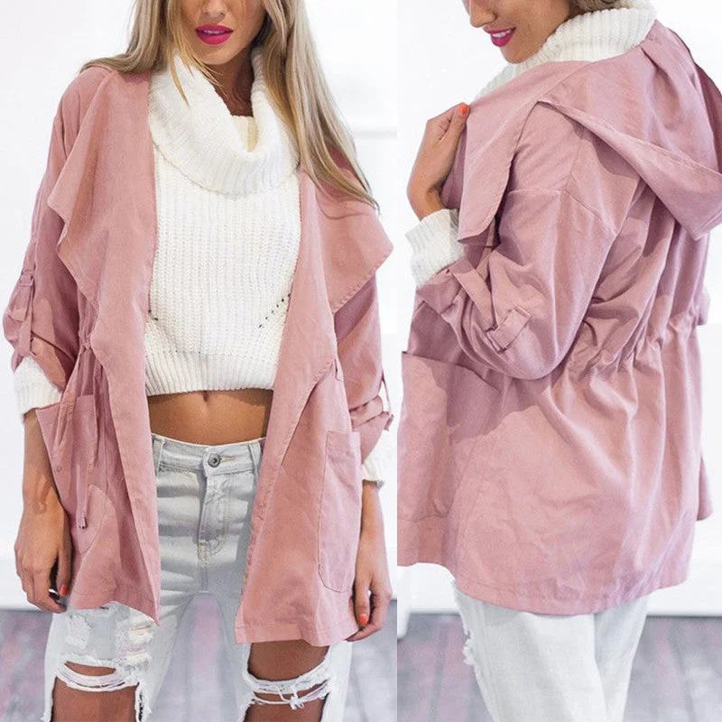 Womens Warm Fashion Hooded Long Coat wind coat Windbreaker Outwear #NS382 Cape Coat Herringbone Coat Tweed Coat
