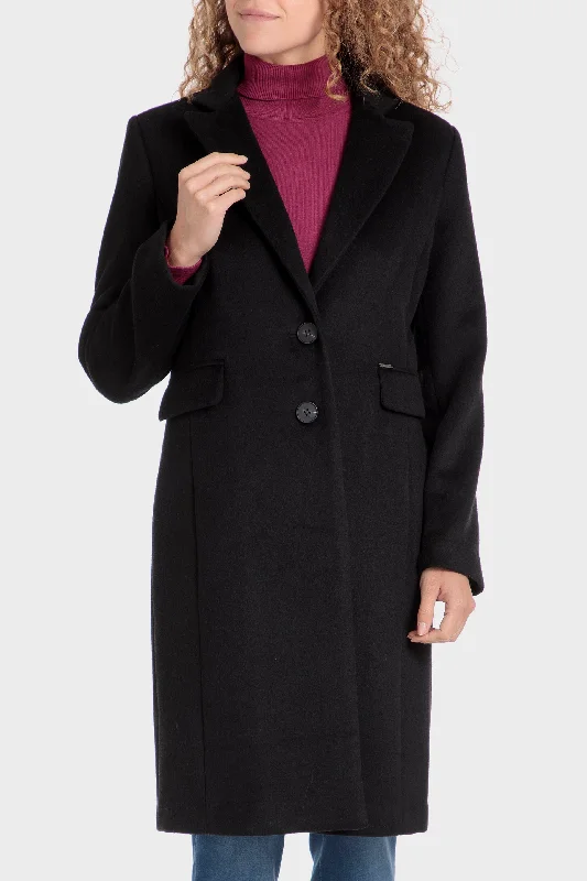 Black coat Wool Cashmere Tweed