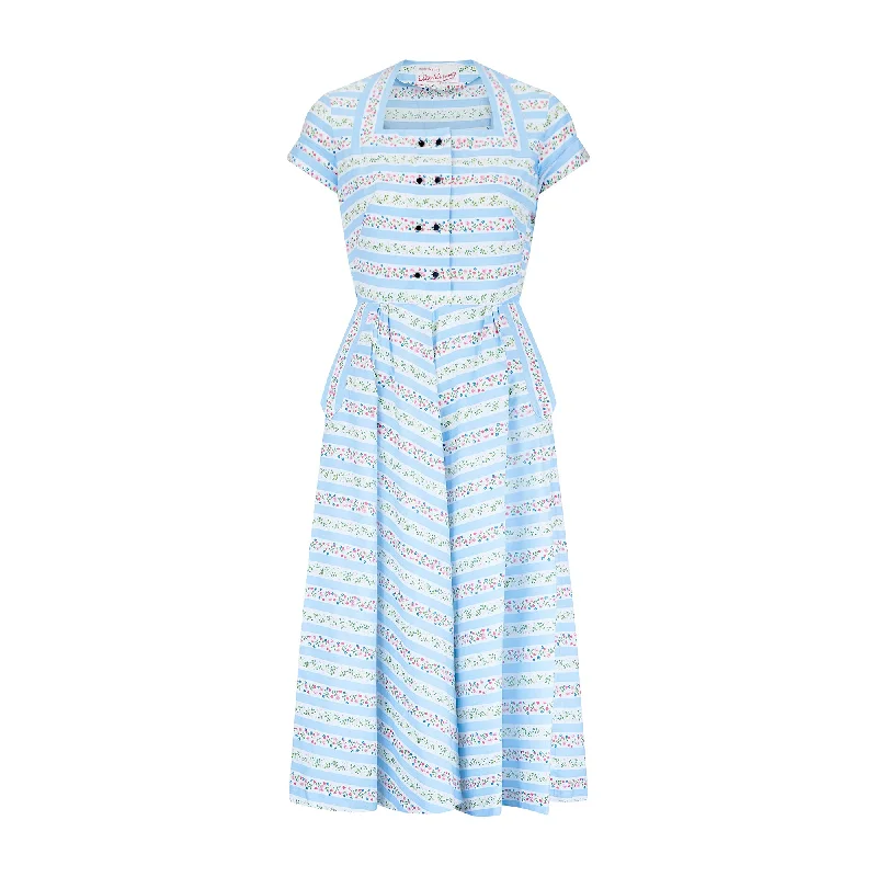 1950s Alice Edwards Floral Cotton Shirtwaister Dress