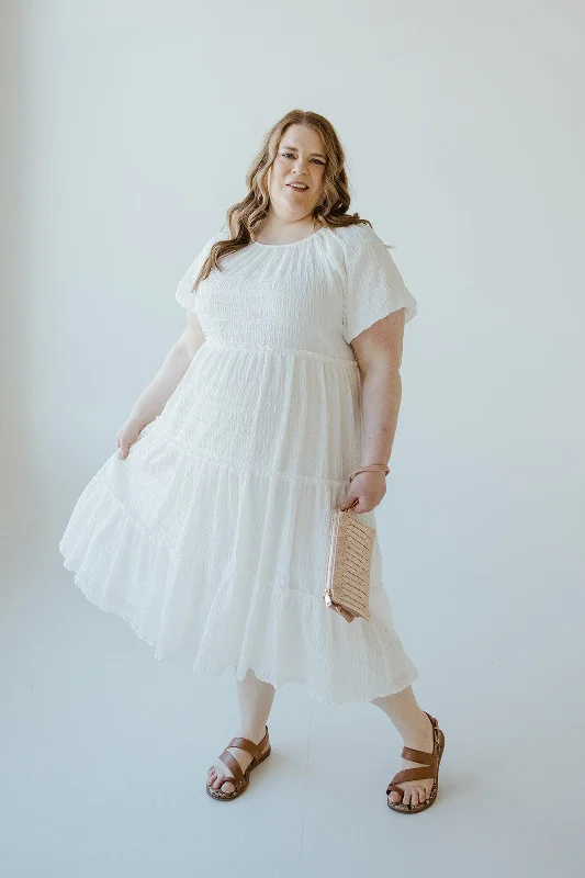TEXTURED CHIFFON TIERED DRESS IN CLOUD
