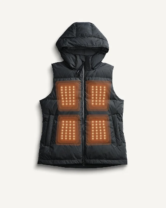 Sol Women’s Heated Vest Black by Kelvin Coats Pleated Ruffled tiered