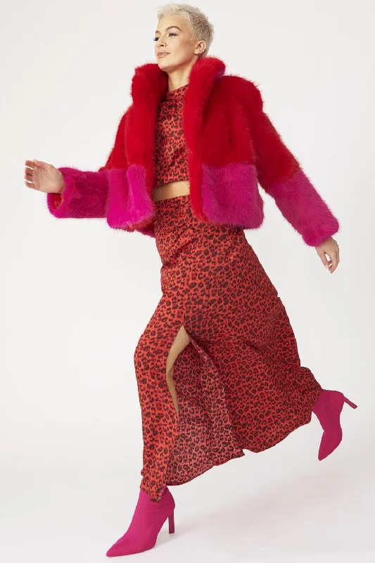 Bamboo Two Tone Cropped Coat Asymmetrical Diagonal princess