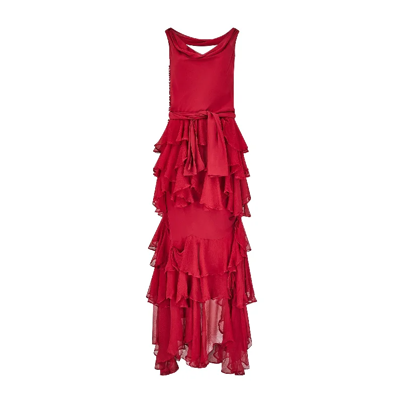 2006 Runway John Galliano for Christian Dior Maroon Silk Dress