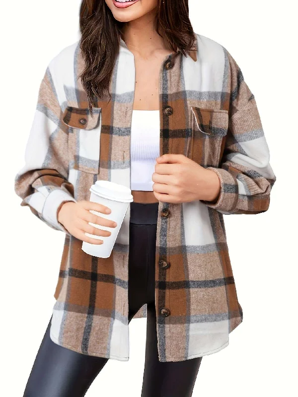 Women's Slim Wool Plaid Coat - A Winter Wardrobe Essential Elasticated Drawstring Belted Women's Slim Wool Plaid Coat - A Winter Wardrobe Essential Elasticated Drawstring Belted