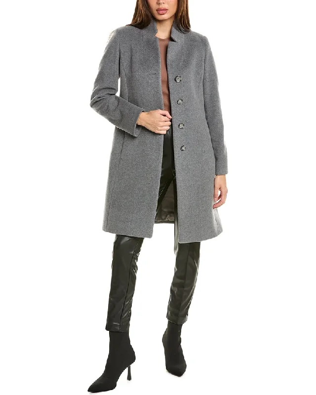 Cinzia Rocca Icons Medium Wool & Cashmere-Blend Coat Hook-and-Loop Buckled Tied