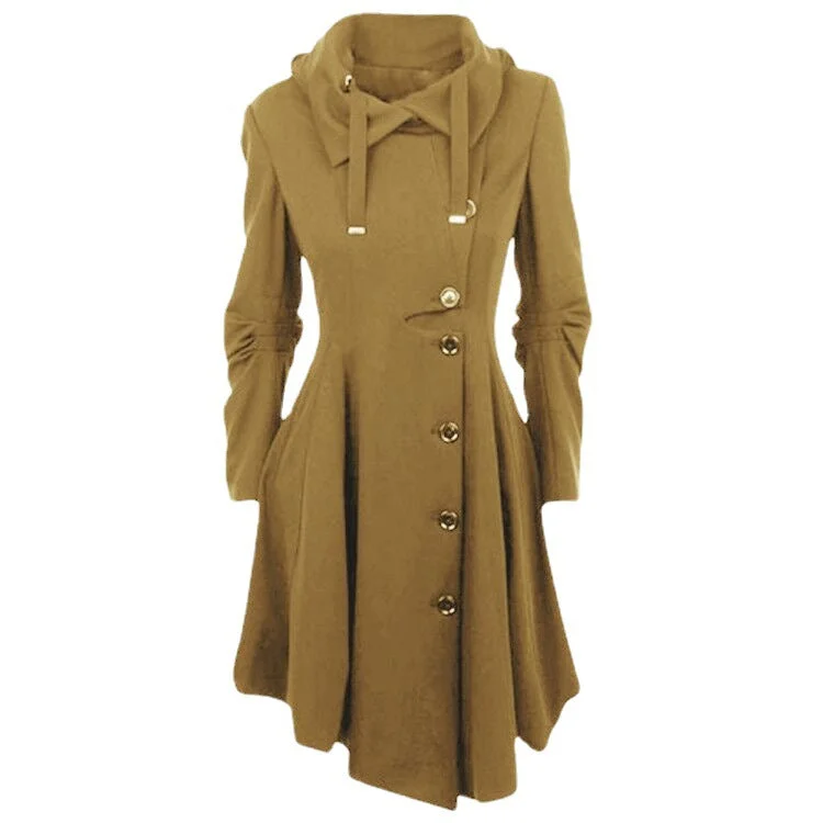 Vireous Slim Fitted Double Breasted Women's Long Trench Coat Striped Polka Dot Floral