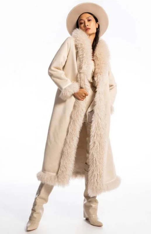 Ivory Penny Lane Maxi Coat Quilted Jacket Anorak Windbreaker