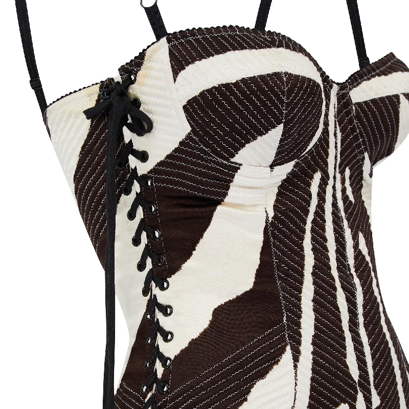 Y2K Dolce and Gabbana Quilted Silk Corset Zebra Print Dress