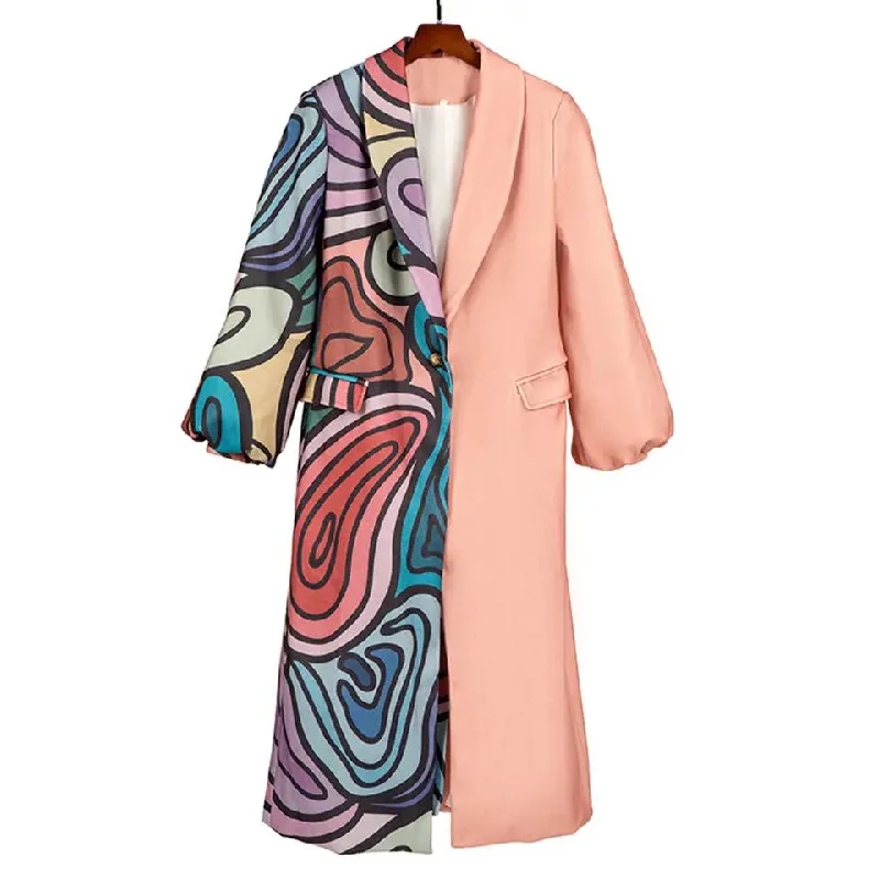 Autumn New Lapel Long Sleeve Coat  M 003521001 Coat Overcoat Trench Coat