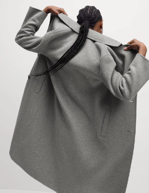 Wool Blend Longline Tailored Coat Nylon Polyester Spandex