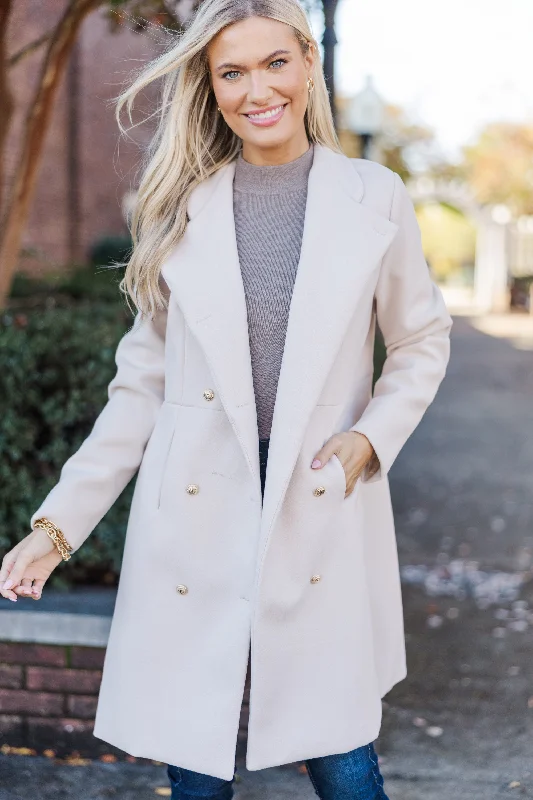 City Streets Oatmeal Brown Coat Trench Wool Cashmere