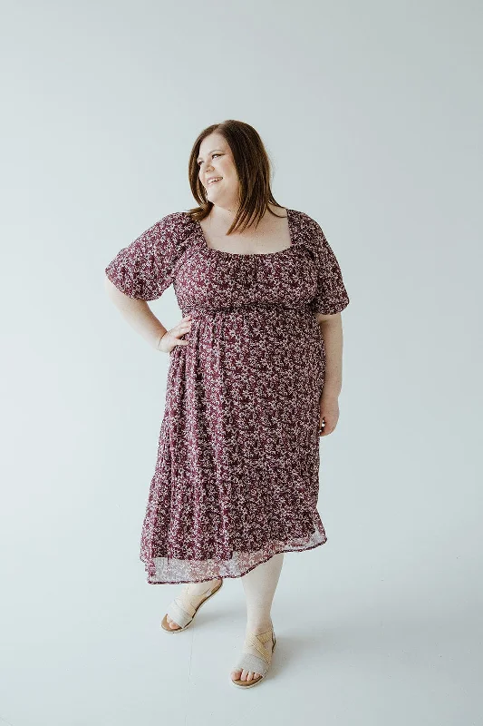 SCOOP NECK FLORAL DRESS WITH SUBTLE SPARKLE
