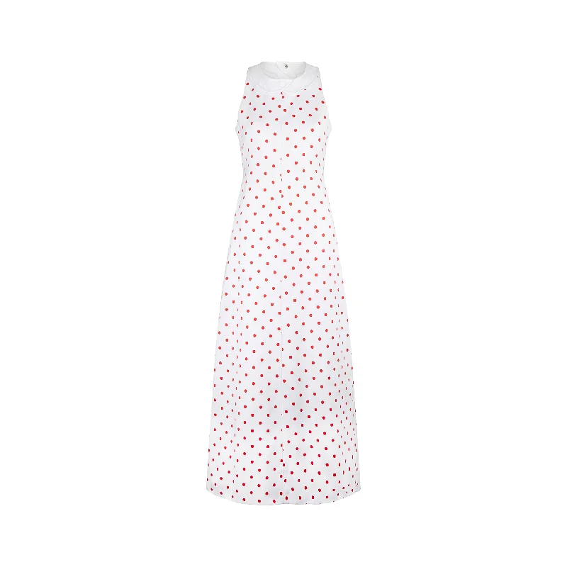 1970s André Courrèges Haute Couture Polka Dot Cotton Dress