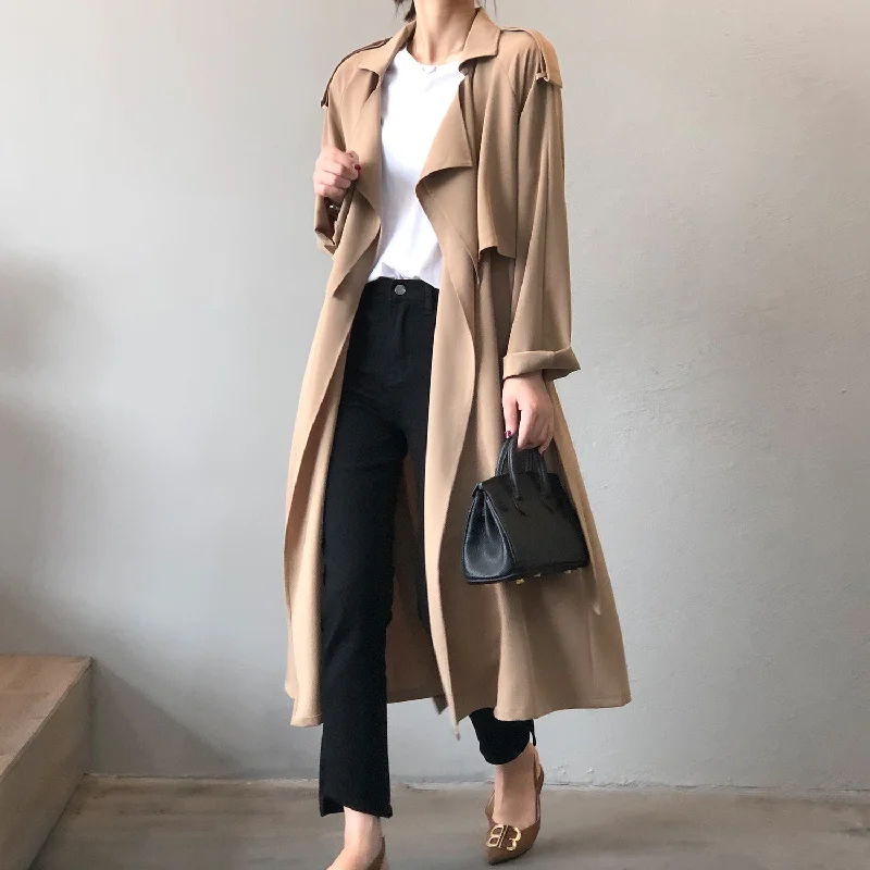 Autumn New Fashion Elegant Long Trench Coat For Women Retro British Style Baggy Coat Women Bomber Jacket Denim Jacket Leather Jacket Autumn New Fashion Elegant Long Trench Coat For Women Retro British Style Baggy Coat Women Bomber Jacket Denim Jacket Leather Jacket