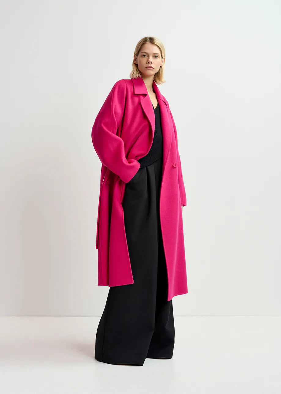 ESSENTIEL Fuchsia Coat Raincoat Turtleneck Coat Wrap Coat