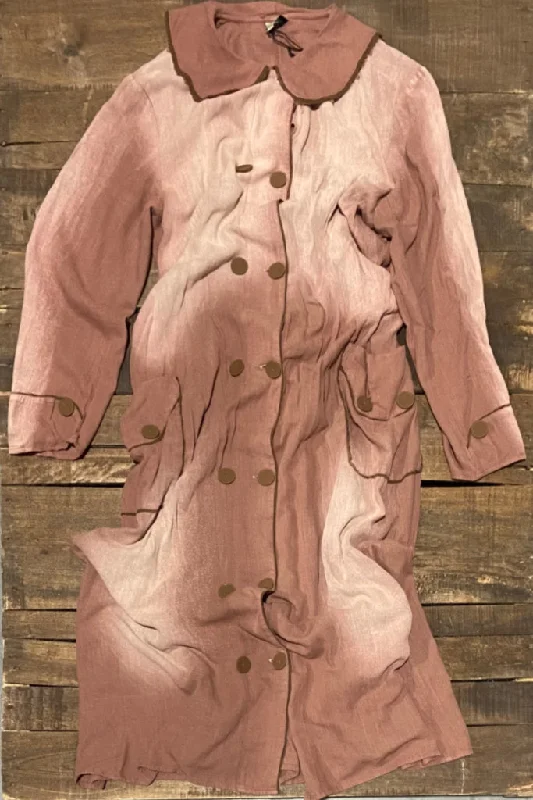 Lost In Love Vintage Coat - Dusty Mauve Cotton Linen Terry