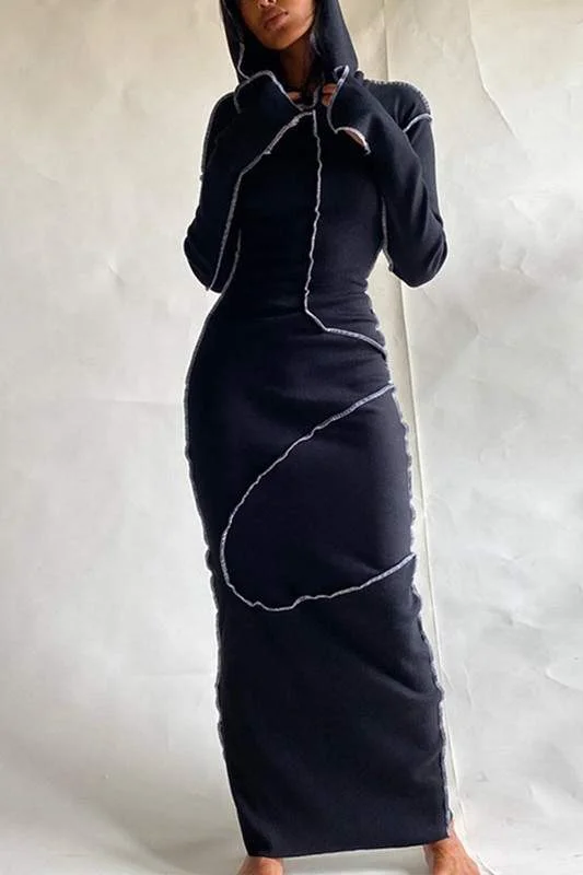 INSIDE OUT HOODED LONGLINE DRESS