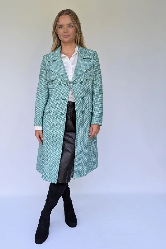 1960s Green Dogtooth Coat by Harella Quilted Jacket Anorak Windbreaker