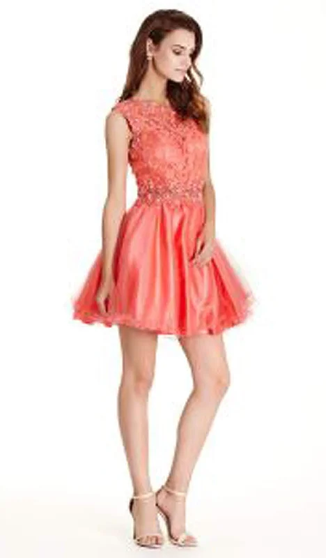 Trevi Collection S1769 - Embroidered Lace A-line Dress