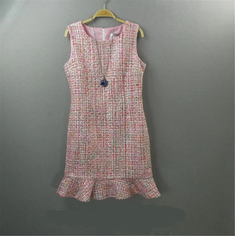 Sequin Mini Tweed Dress For Women