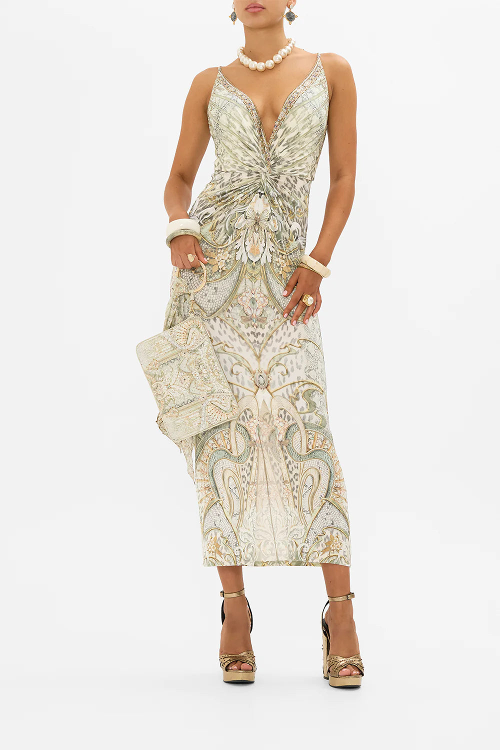 Jersey Strappy Dress With Twist Front Ivory Tower Tales - Camilla