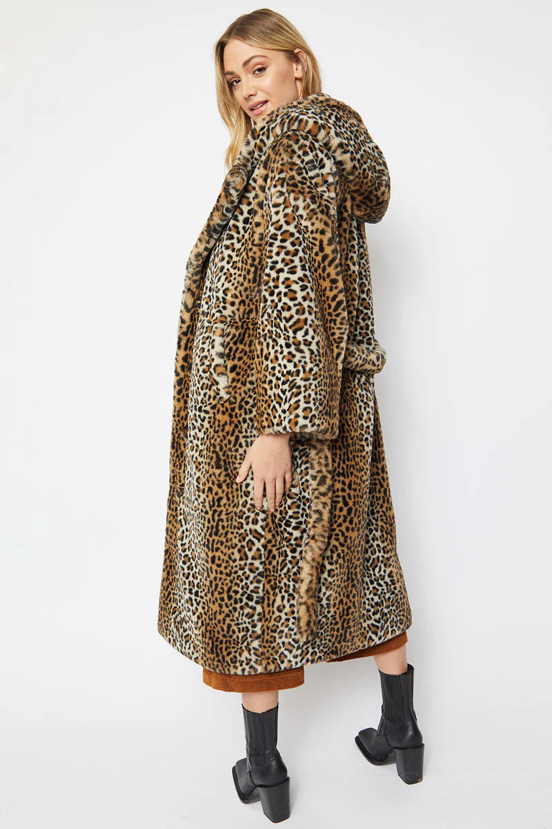 Leopard Animal Print Faux Fur Coat Stole Shawl Scarf