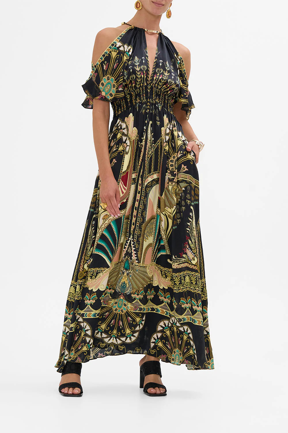 Neck Piece Shirred Waist Long Dress They Called Her Nefertari - Camilla