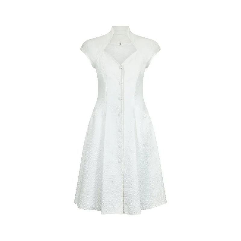 1990s Catherine Walker Chelsea Design Co White Cotton Dress