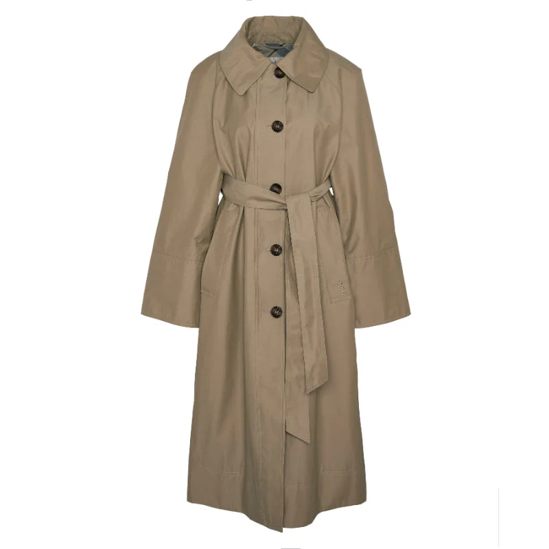 Barbour Beatrix Showerproof Ladies Trench Coat - Light Trench/Sky Dress Tartan Boat Shawl Notched