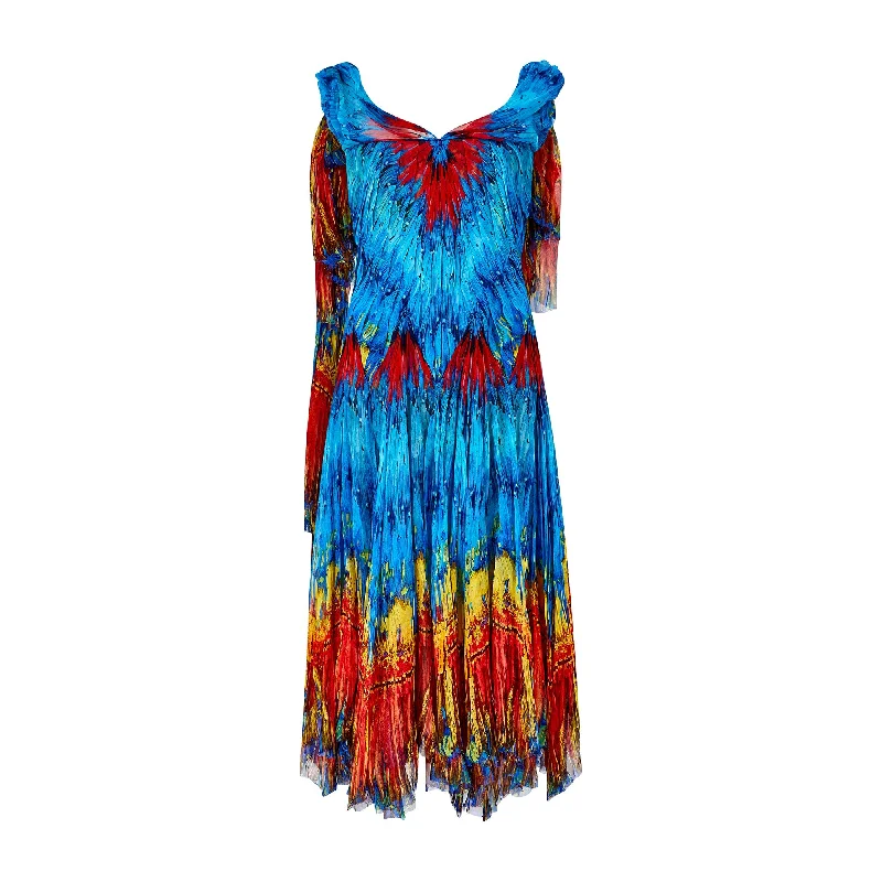 2003 Runway Alexander McQueen Irere Feather Print Dress