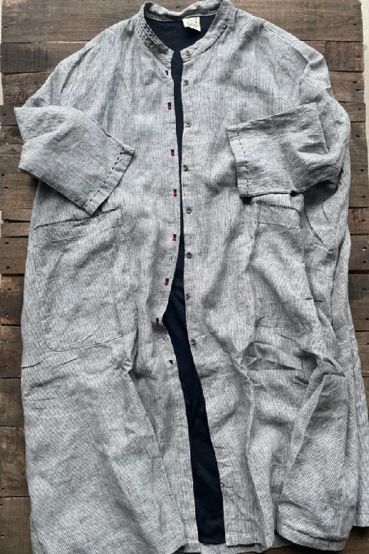 Linen Duster Trench  Coat Light Years Away Trapeze Tunic Caftan