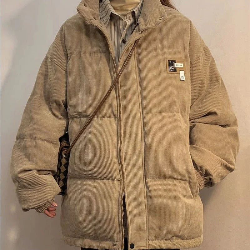 Unisex Winter Corduroy Coat - Ultra Warm Cotton Padding for Men & Women Striped Polka Dot Floral