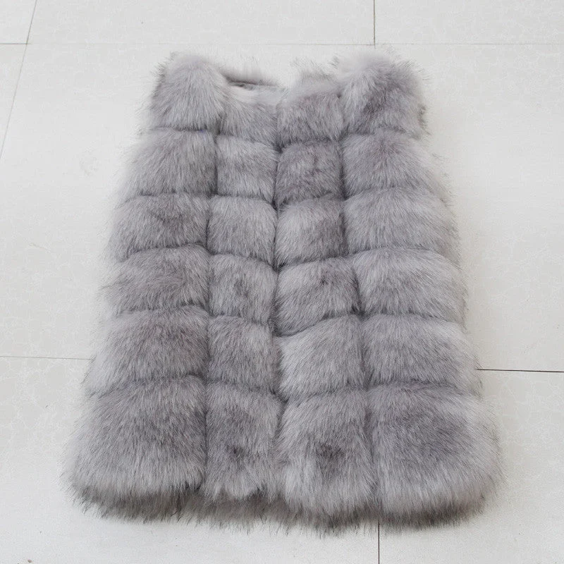 Warm Fashion Women Coat Fur Vest High-Grade Faux Fur Coat Fox Fur Long Vest Plus Turtleneck Wrap Cape Warm Fashion Women Coat Fur Vest High-Grade Faux Fur Coat Fox Fur Long Vest Plus Turtleneck Wrap Cape