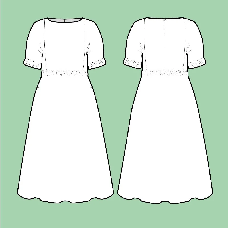 Assembly Line Cuff Dress Pattern, two size ranges, Sweden